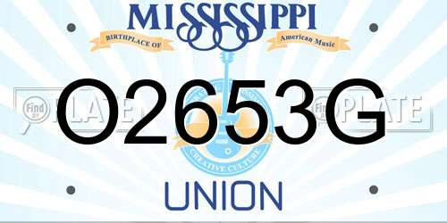 O2653G Mississippi License Plate