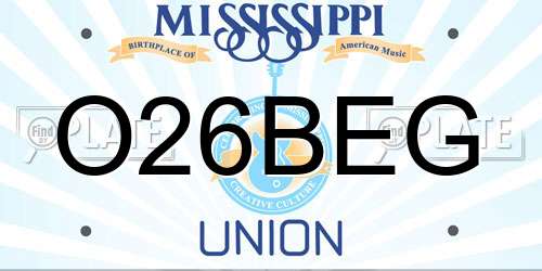 O26BEG Mississippi License Plate