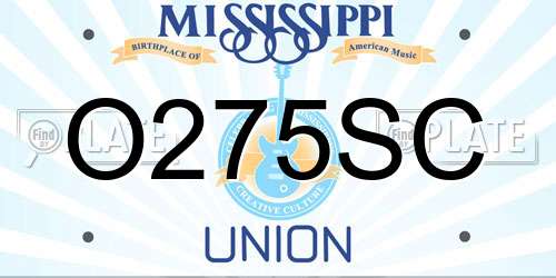 O275SC Mississippi License Plate