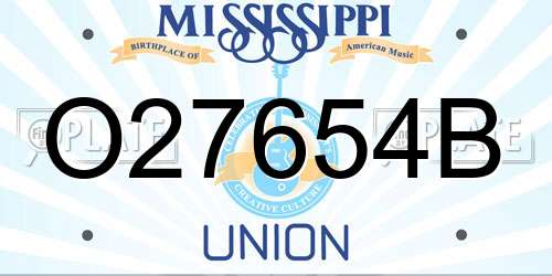 O27654B Mississippi License Plate