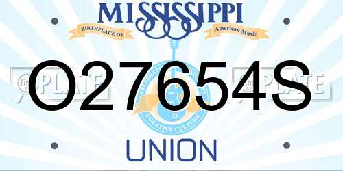 O27654S Mississippi License Plate