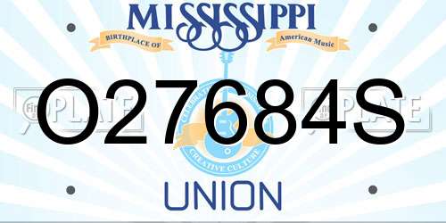 O27684S Mississippi License Plate