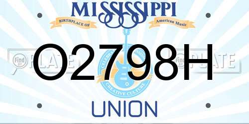 O2798H Mississippi License Plate