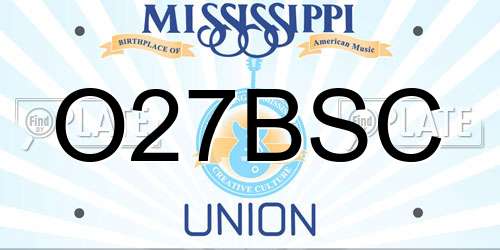 O27BSC Mississippi License Plate