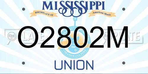 O2802M Mississippi License Plate
