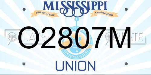O2807M Mississippi License Plate