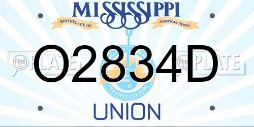 O2834D Mississippi License Plate
