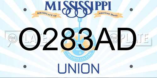 O283AD Mississippi License Plate