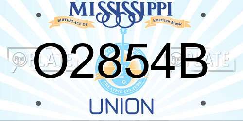 O2854B Mississippi License Plate