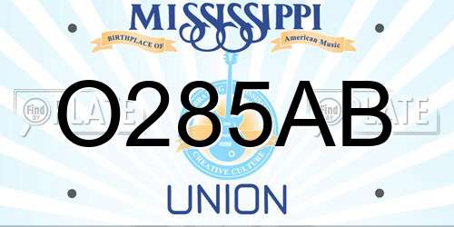 O285AB Mississippi License Plate