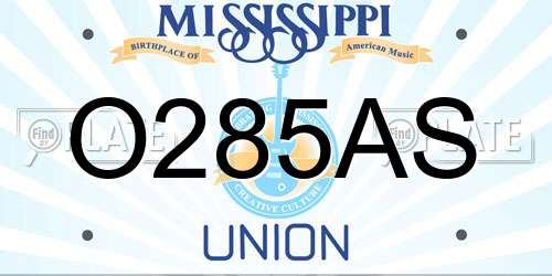 O285AS Mississippi License Plate