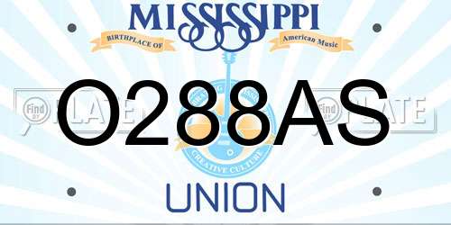 O288AS Mississippi License Plate