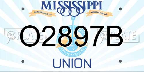 O2897B Mississippi License Plate