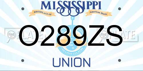 O289ZS Mississippi License Plate