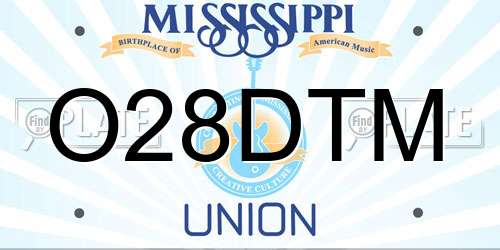 O28DTM Mississippi License Plate