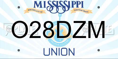 O28DZM Mississippi License Plate