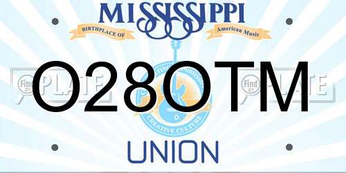 O28OTM Mississippi License Plate