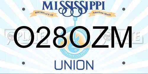 O28OZM Mississippi License Plate