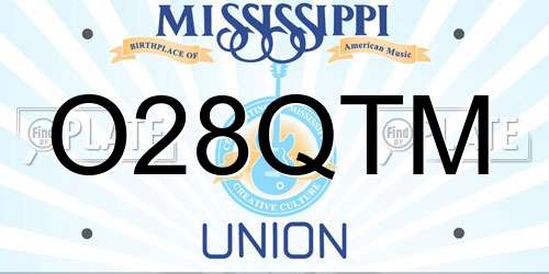O28QTM Mississippi License Plate