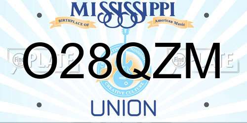 O28QZM Mississippi License Plate