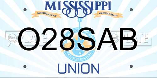 O28SAB Mississippi License Plate