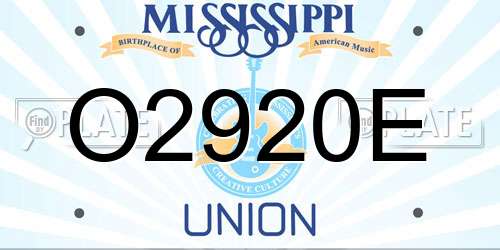 O2920E Mississippi License Plate