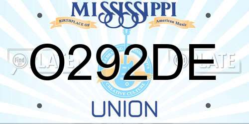 O292DE Mississippi License Plate
