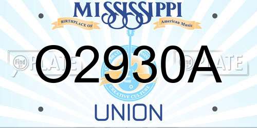 O2930A Mississippi License Plate