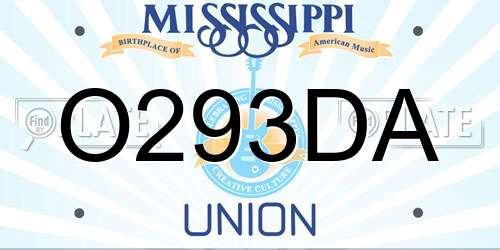 O293DA Mississippi License Plate