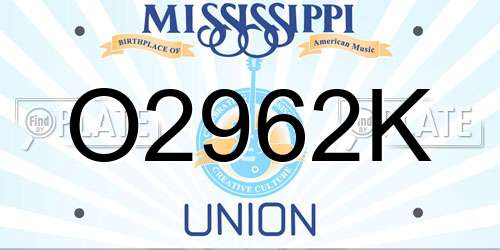 O2962K Mississippi License Plate