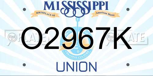 O2967K Mississippi License Plate