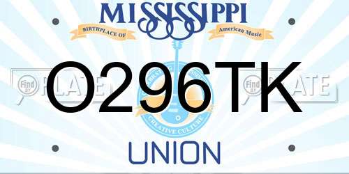 O296TK Mississippi License Plate