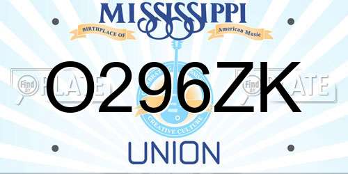 O296ZK Mississippi License Plate