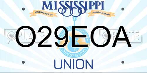 O29EOA Mississippi License Plate