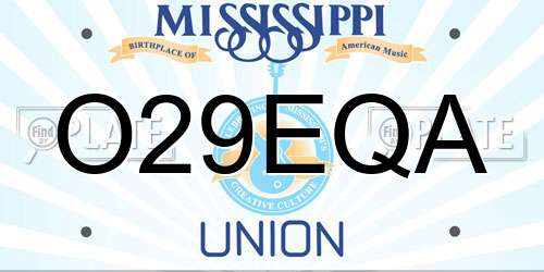 O29EQA Mississippi License Plate