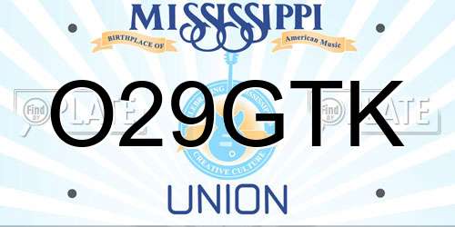 O29GTK Mississippi License Plate