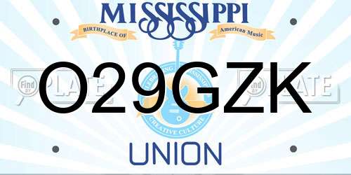 O29GZK Mississippi License Plate