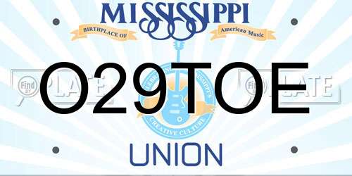 O29TOE Mississippi License Plate
