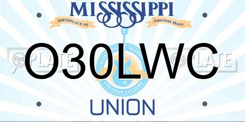 O30LWC Mississippi License Plate