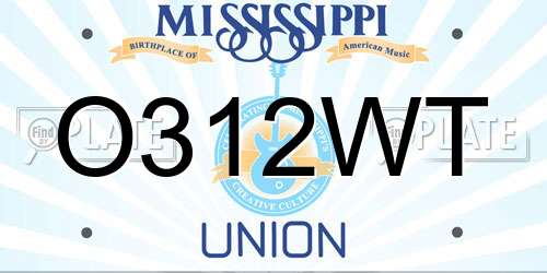 O312WT Mississippi License Plate
