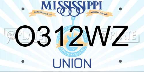 O312WZ Mississippi License Plate