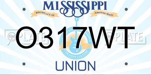 O317WT Mississippi License Plate