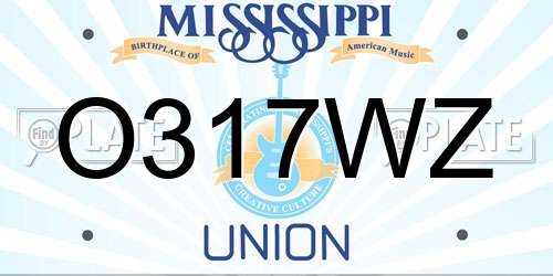 O317WZ Mississippi License Plate