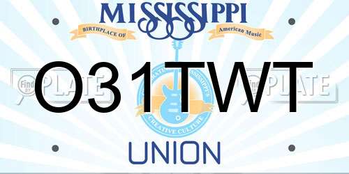 O31TWT Mississippi License Plate