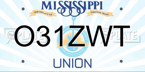 O31ZWT Mississippi License Plate