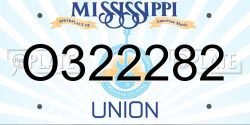 O322282 Mississippi License Plate