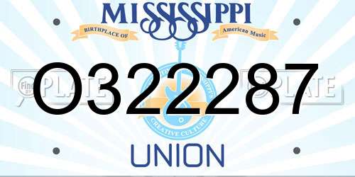 O322287 Mississippi License Plate
