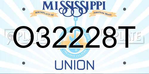 O32228T Mississippi License Plate
