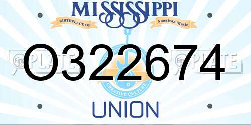O322674 Mississippi License Plate