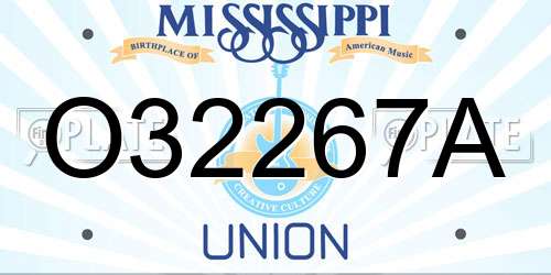 O32267A Mississippi License Plate